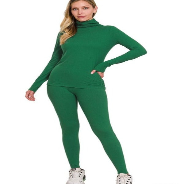 Dark Green Lounge Wear Legging Set