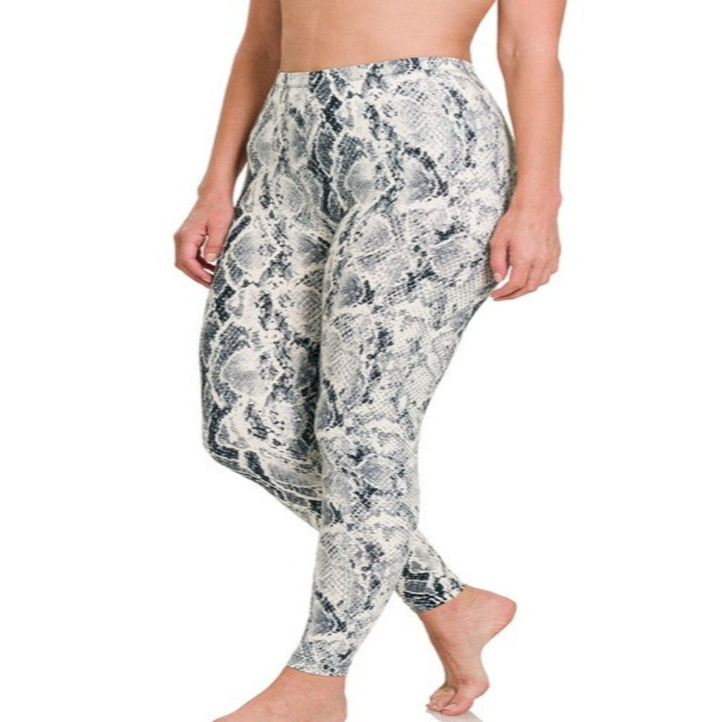 Black Microfiber Snakeskin Leggings