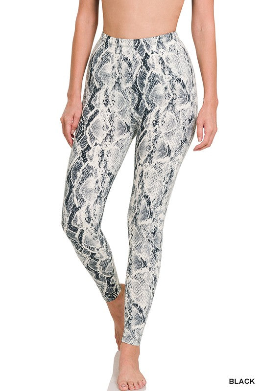 Black Microfiber Snakeskin Leggings