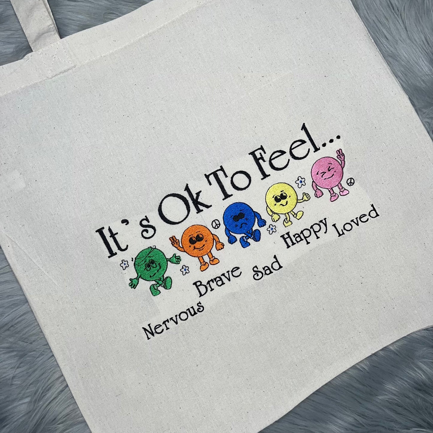 Mental Health, Awareness, It’s Ok, Embroidered Tote!