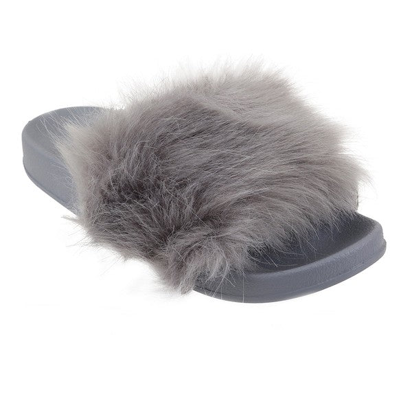 Faux Fur Slipper Lounging Gray