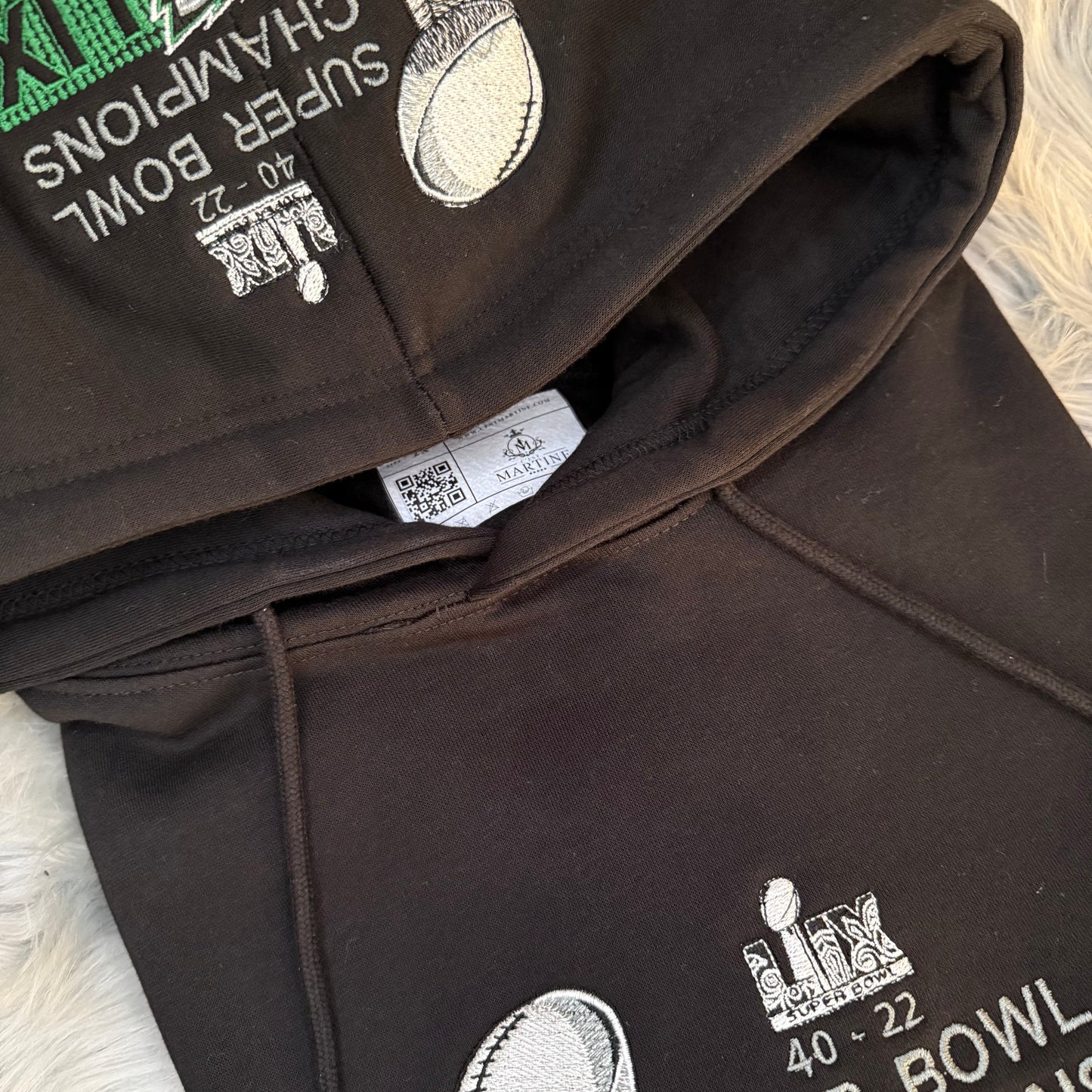 SuperBowl Football Season Philadelphia Eagles Embroidered Hood and Chest Hoodie