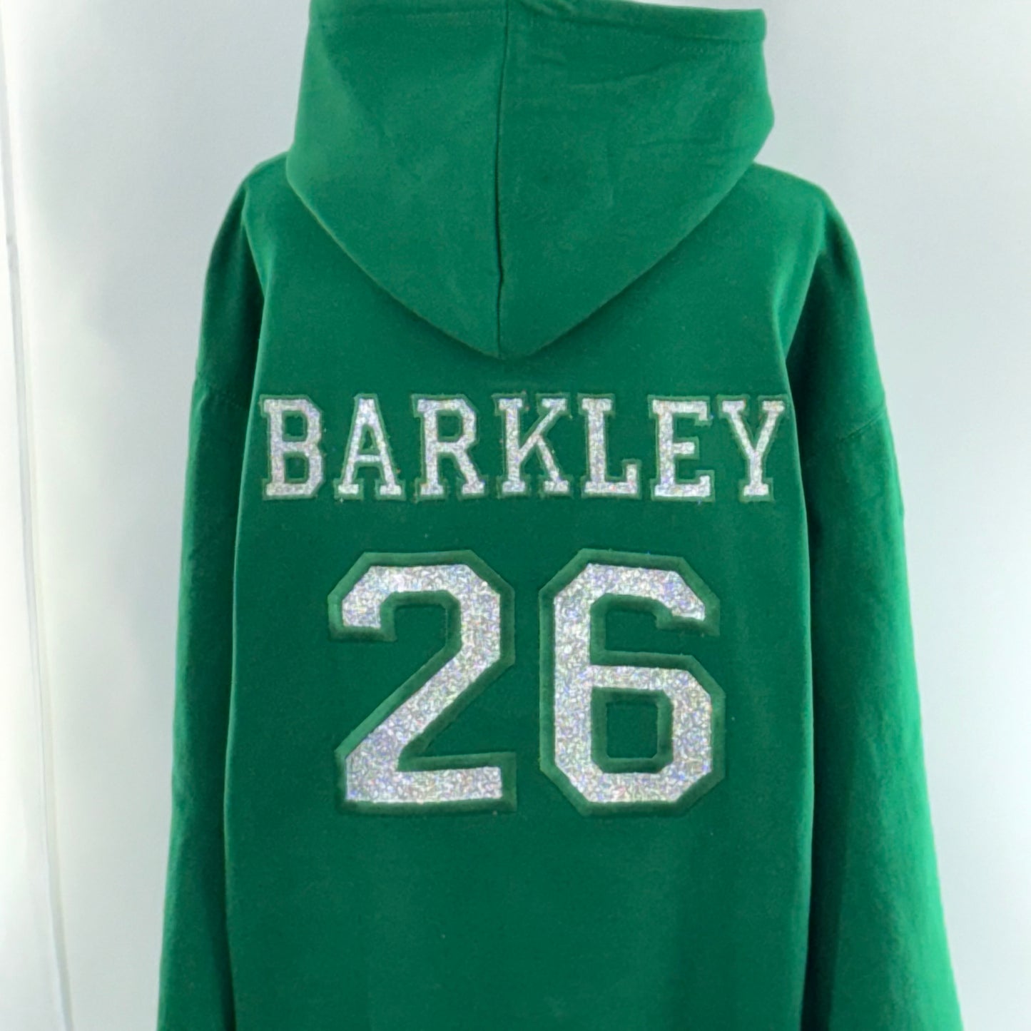 Hurts Bling Football Season Kelly Green Philadelphia Eagles Embroidered Hood and Chest Hoodie