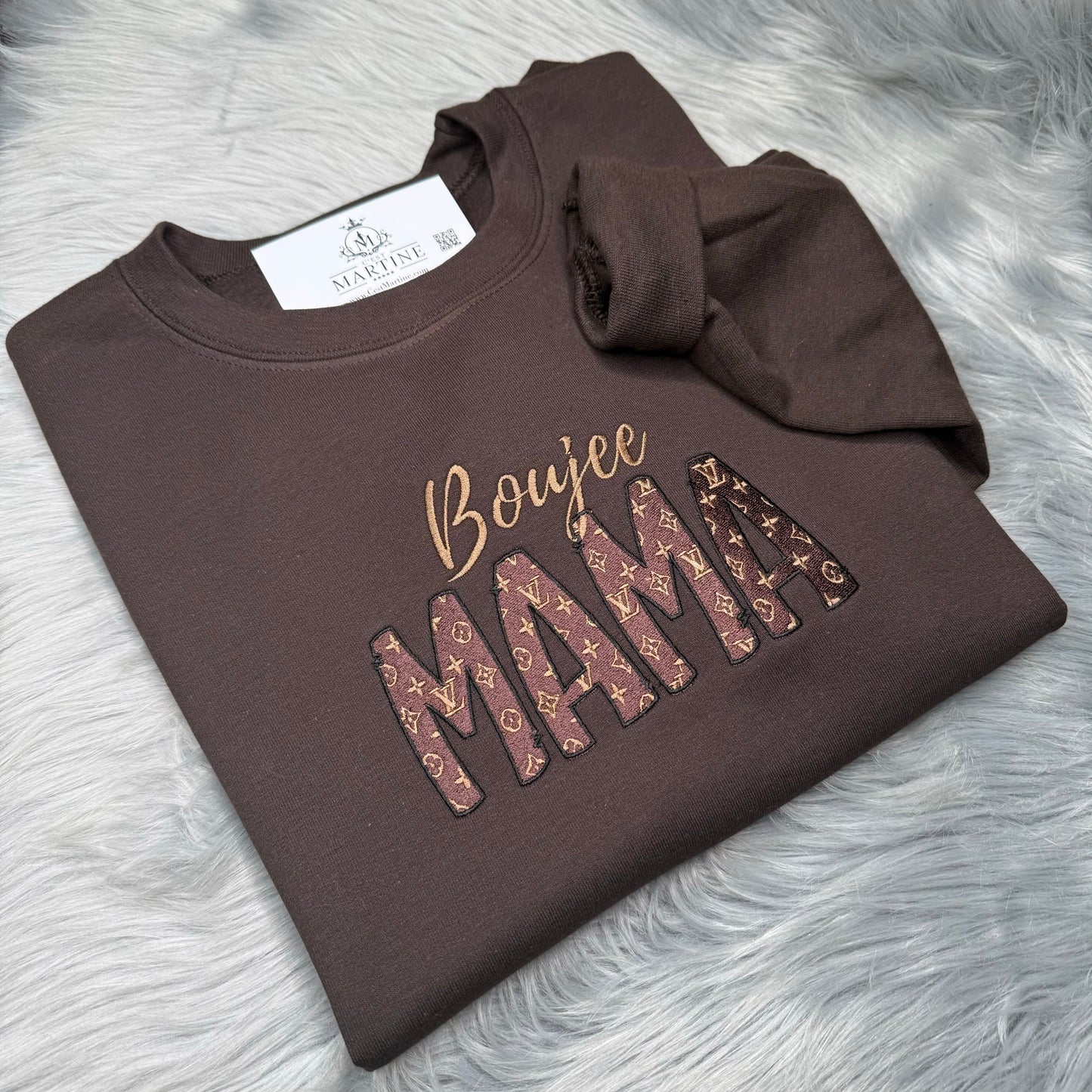 MAMA Sweatshirt, Boujee MAMA Embroidered Crewneck Custom | C'est Martine