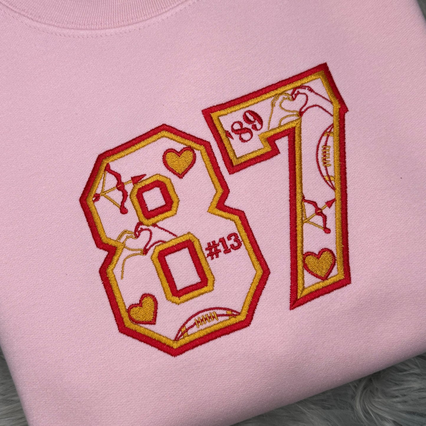 #87 Embroidered Crewneck Sweatshirt - Pink