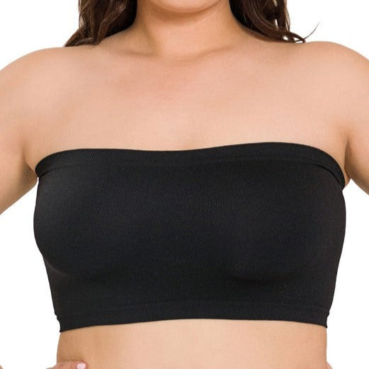 Black Bandeau Bra One Size Plus Size