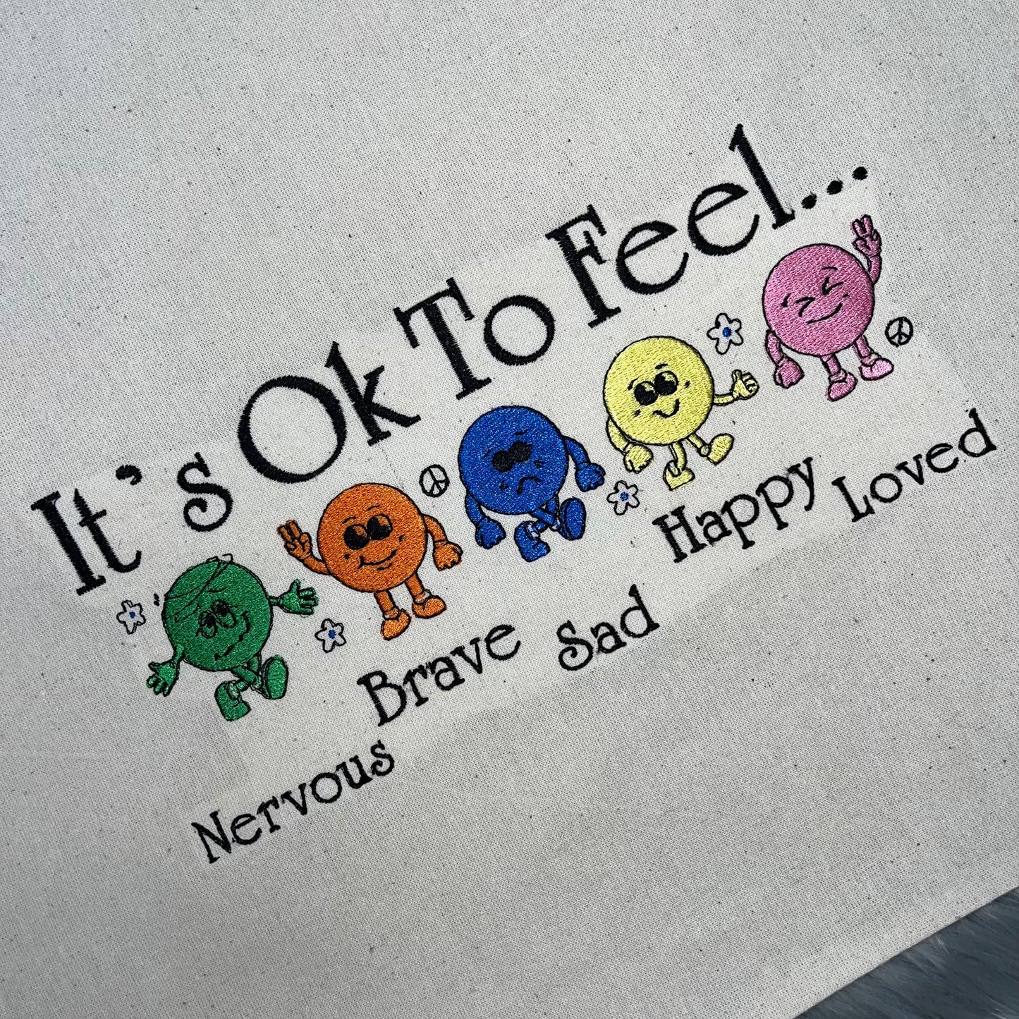 Mental Health, Awareness, It’s Ok, Embroidered Tote!