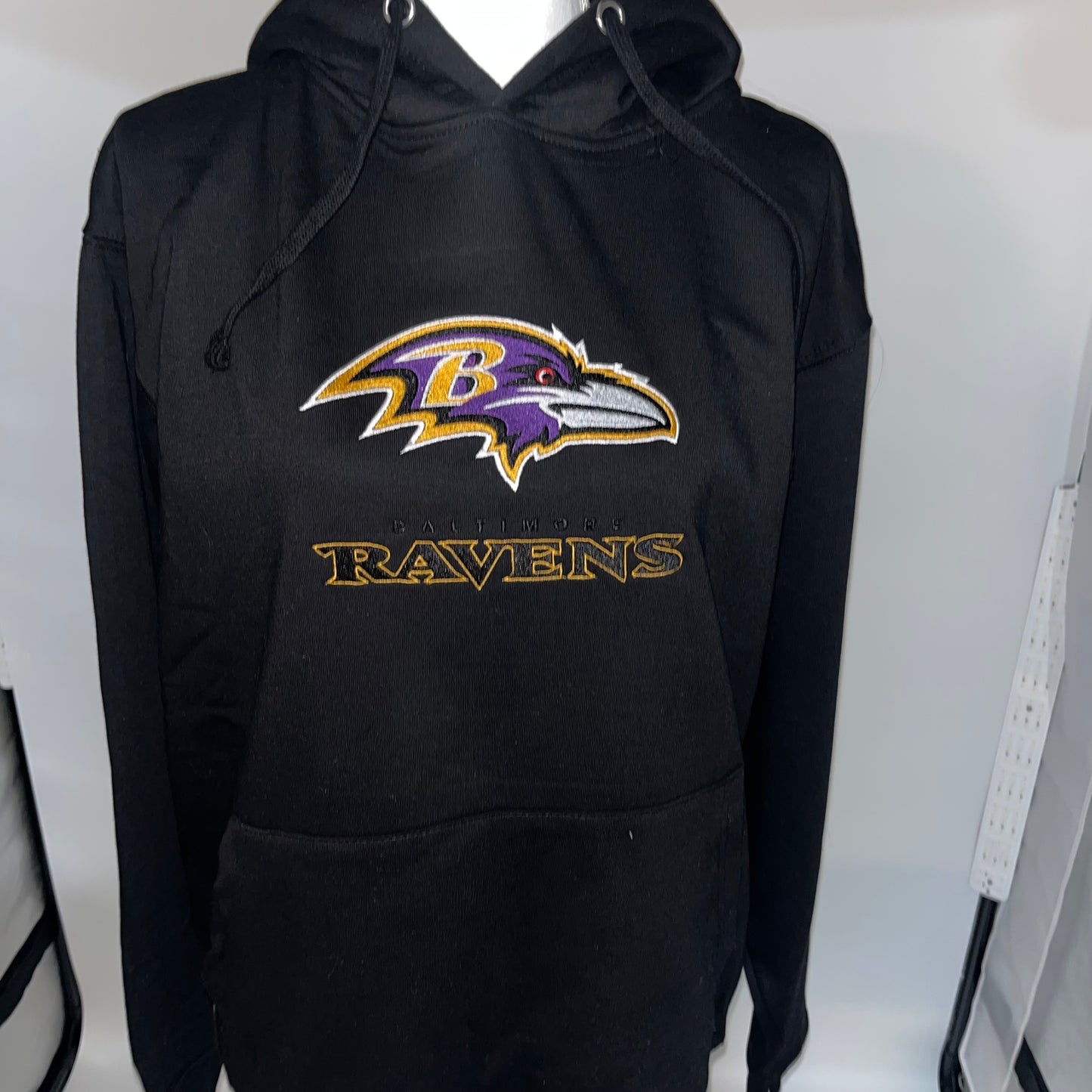 Football Season Baltimore Ravens Embroidered Hood and Chest Hoodie