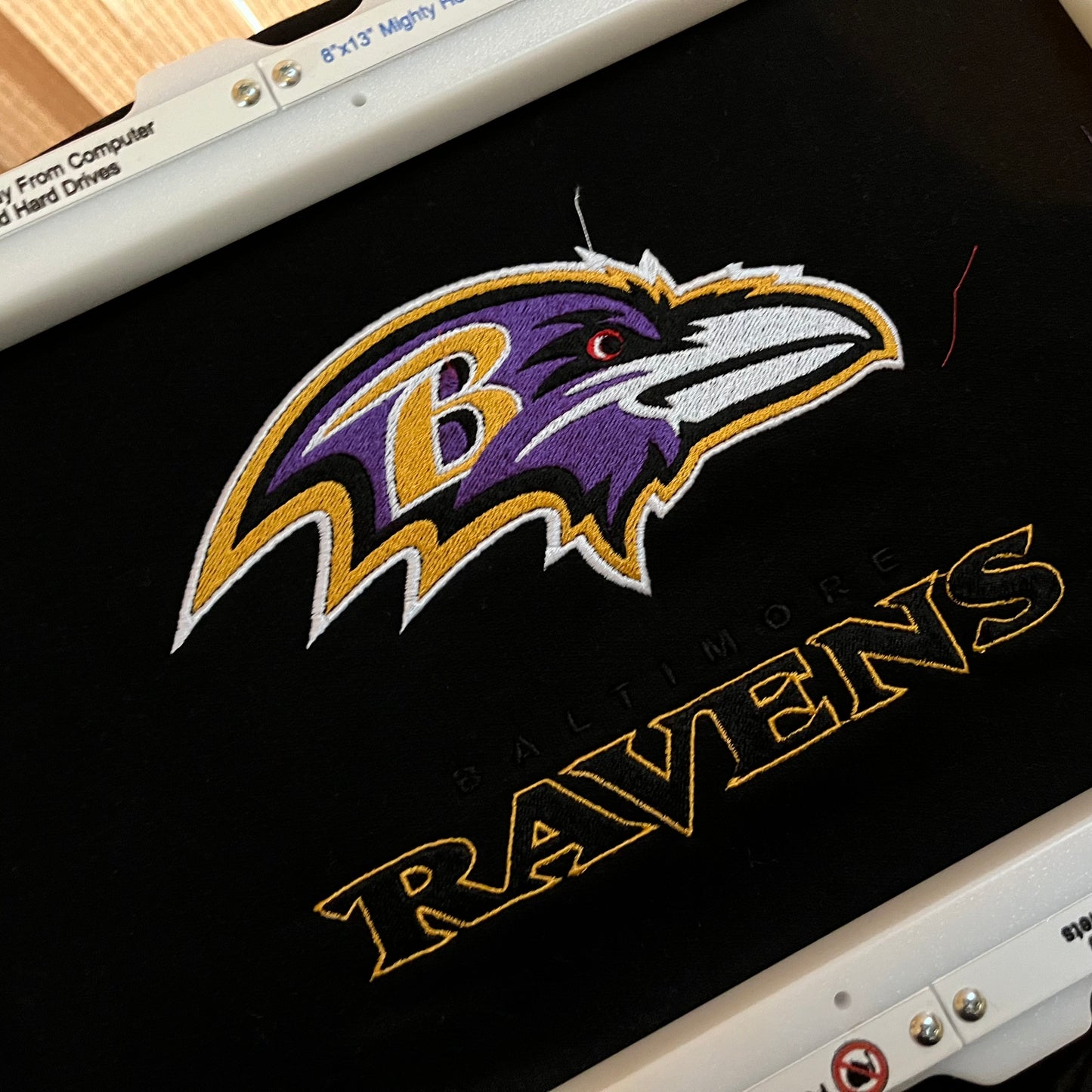 Football Season Baltimore Ravens Embroidered Hood and Chest Hoodie