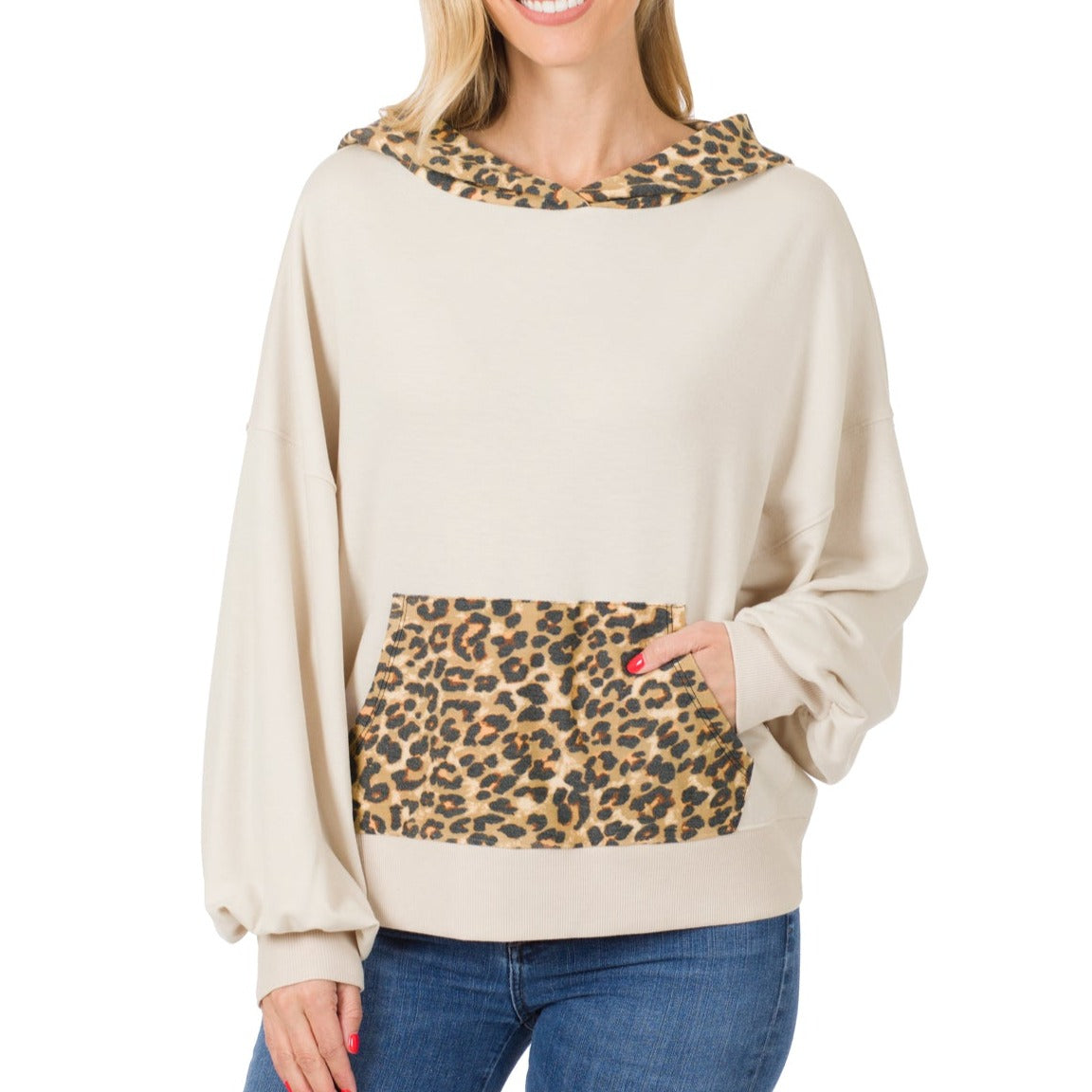 Hoodie Cheetah Print, Beige | C'est Martine
