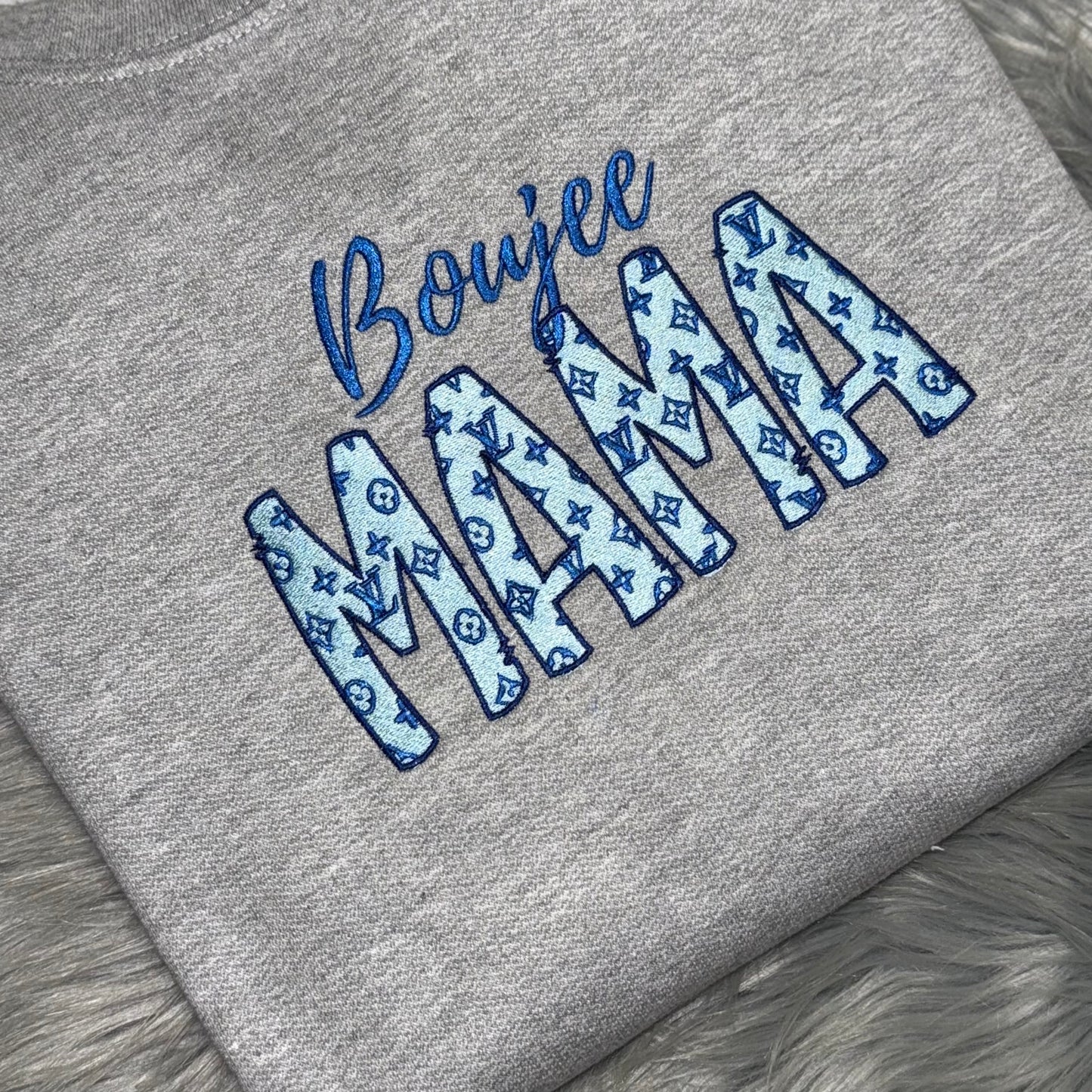 Mama Sweatshirt, Boujee MAMA, Embroidered Crewneck Custom Blue | C'est Martine
