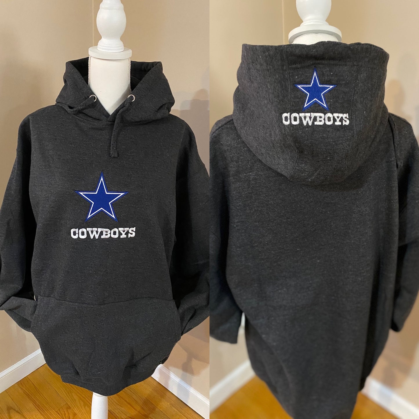 Football Season Dallas Cowboys Embroidered Hood and Chest Hoodie
