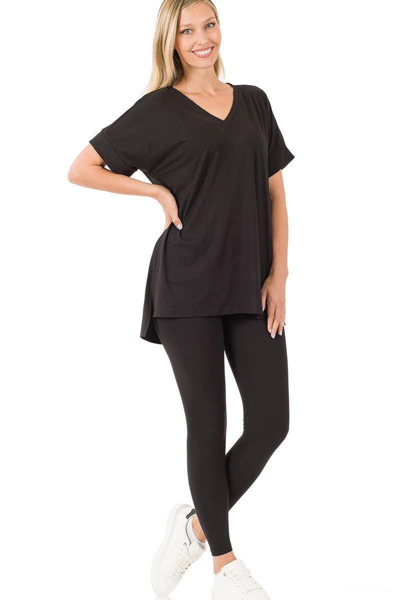 LoungeWear Set Black Short Sleeve