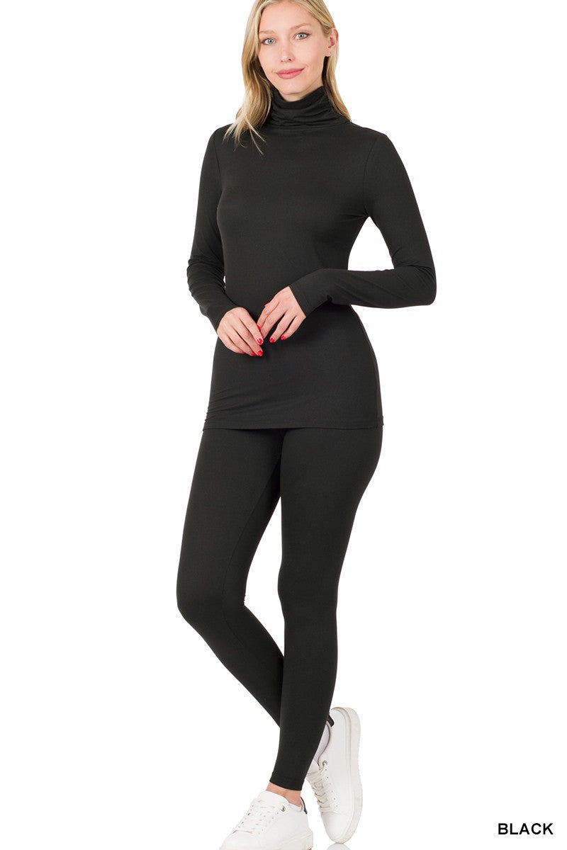 TurtleNeck Top and Leggings Set Black