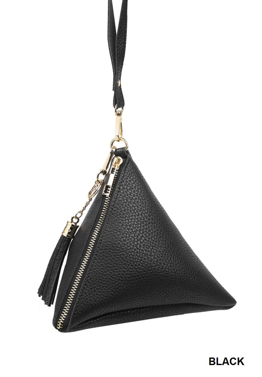 Vegan Leather Pyramid Wristlet Bag