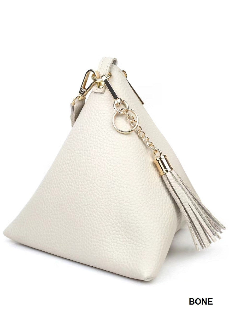 Vegan Leather Pyramid Wristlet Bag
