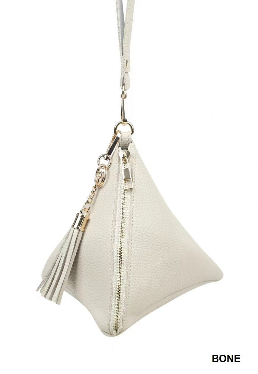 Vegan Leather Pyramid Wristlet Bag
