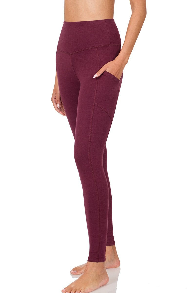 Leggings with Pockets, Burgundy