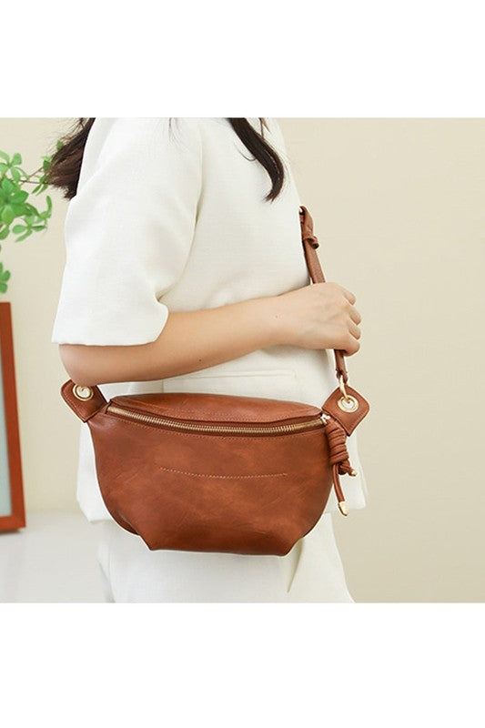 Vegan Leather Convertible Sling Belt Bag