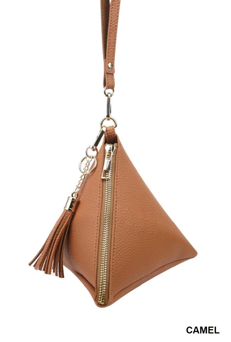 Vegan Leather Pyramid Wristlet Bag
