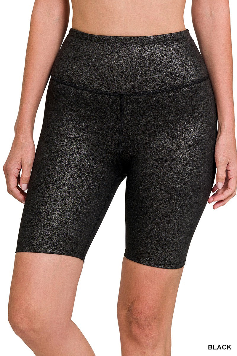 Glitter Biker Legging Shorts Black