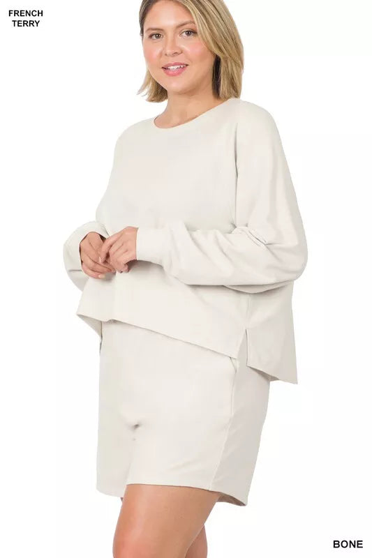 Short Set Beige Jogger set Off White Plus Size