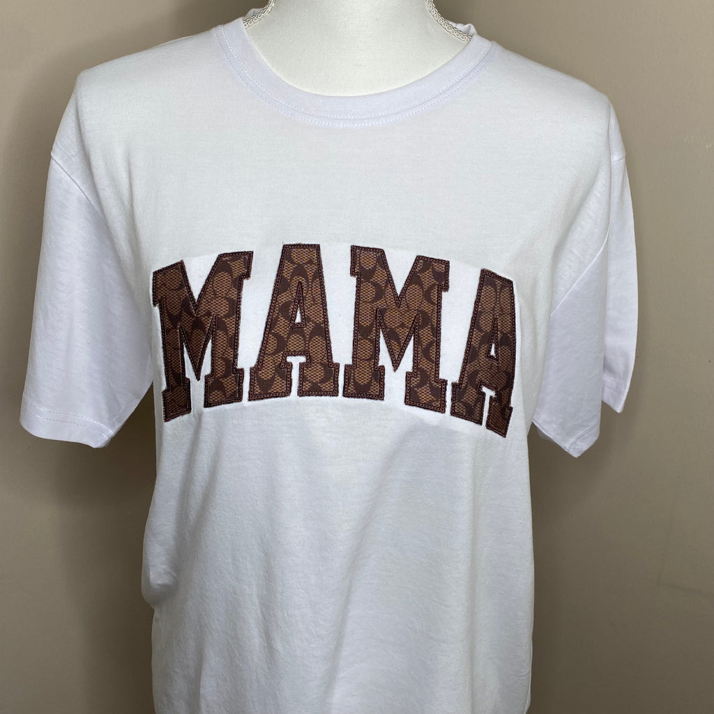 Mother’s Day MAMA, Embroidered, Custom T-Shirt, Brown