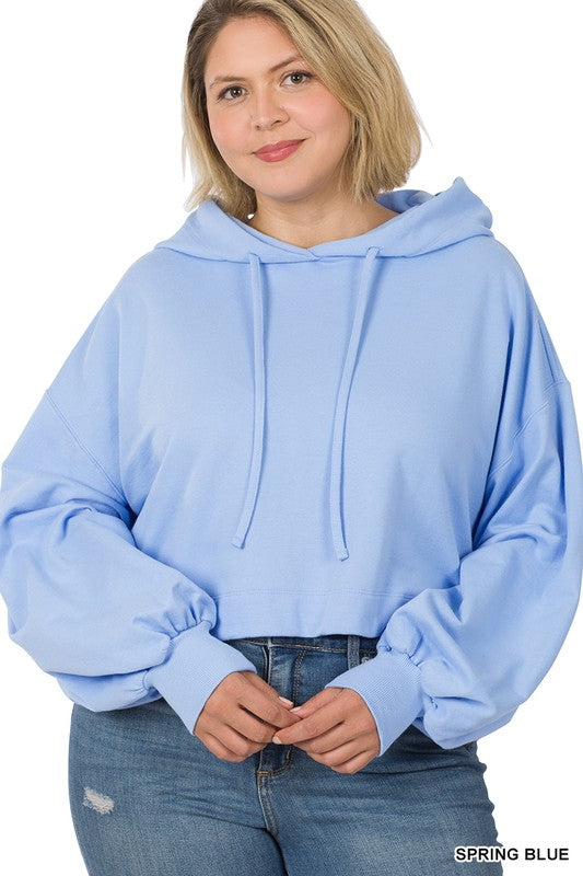 Plus Size Blue Cropped Top, Hoodie