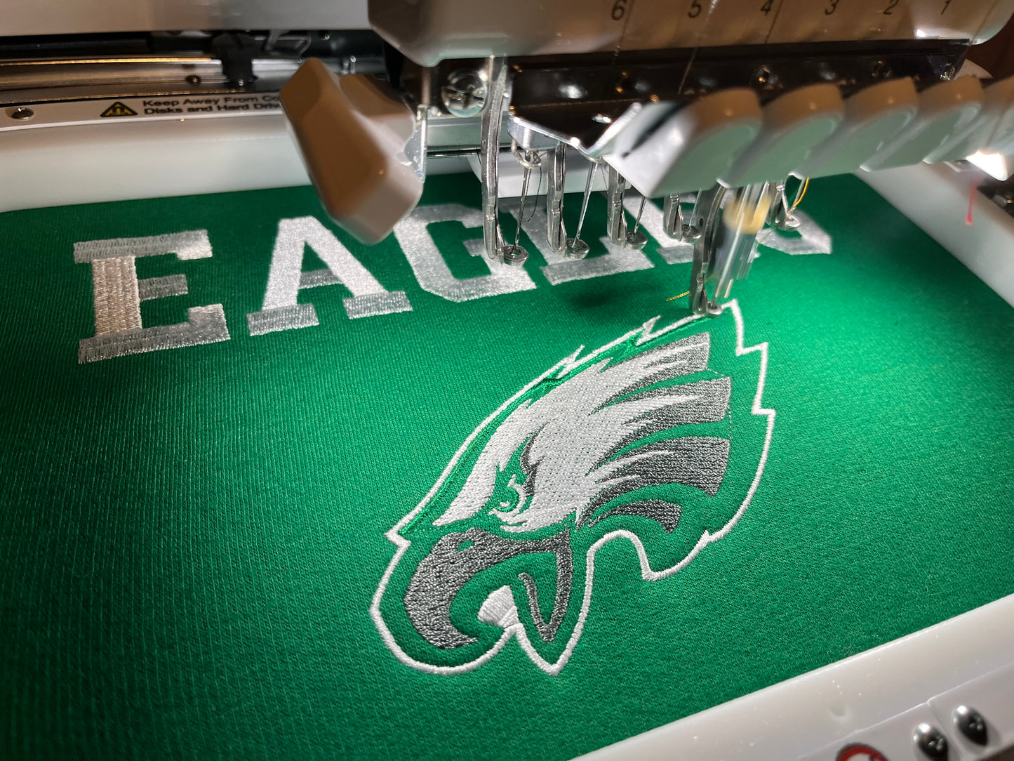 EAGLES Football Season Glow in the Dark Philadelphia Eagles Embroidered Hood and Chest Hoodie | C'est Martine