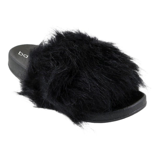 Faux Fur Slipper Lounging Black