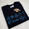 Christian Life Sweatshirt – Faith-Inspired Crewneck with Bible, Cross, Dove, Church & Floral Design