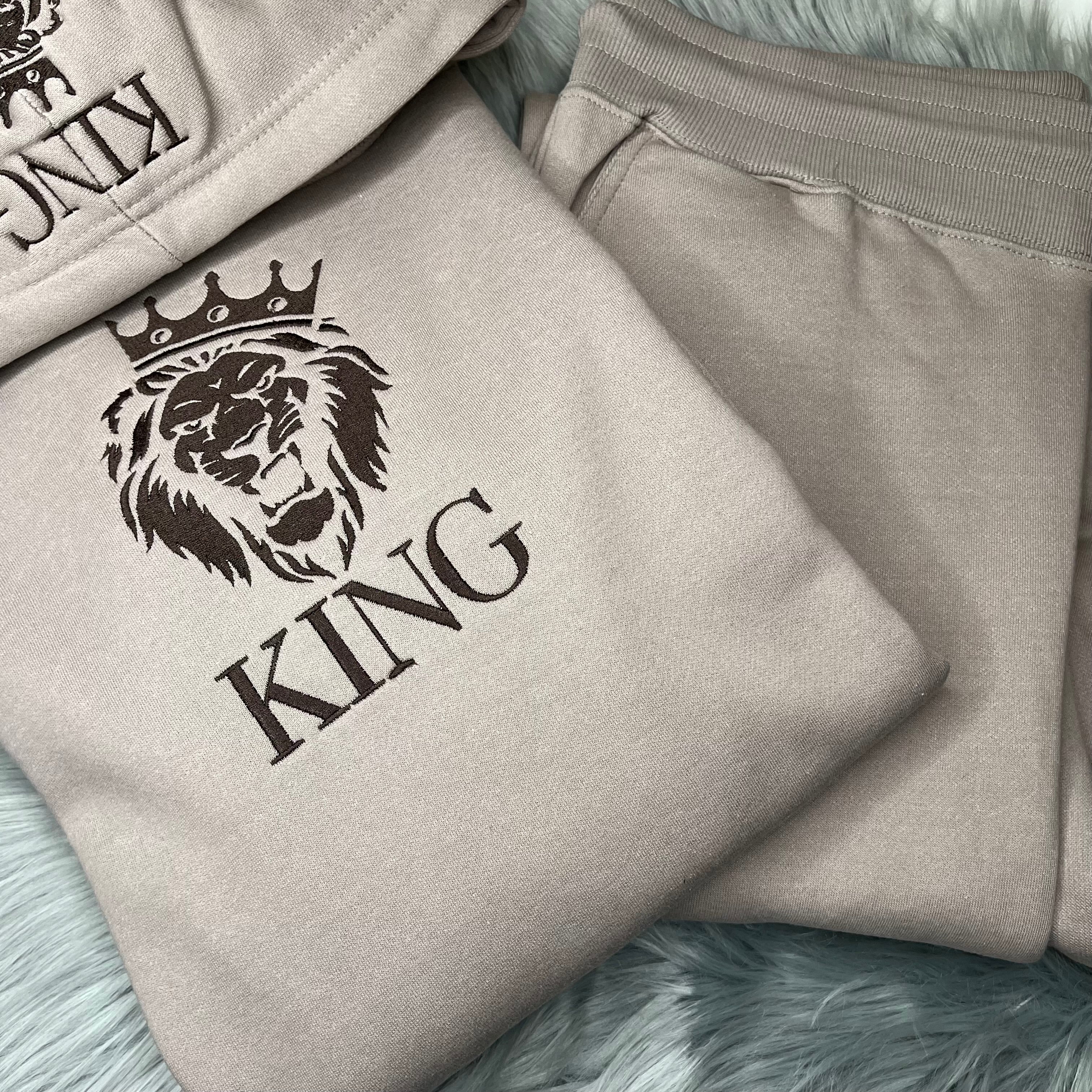 Hoodie Set, Embroidered, Custom, King Embroidery, Lion with a Crown | C'est Martine