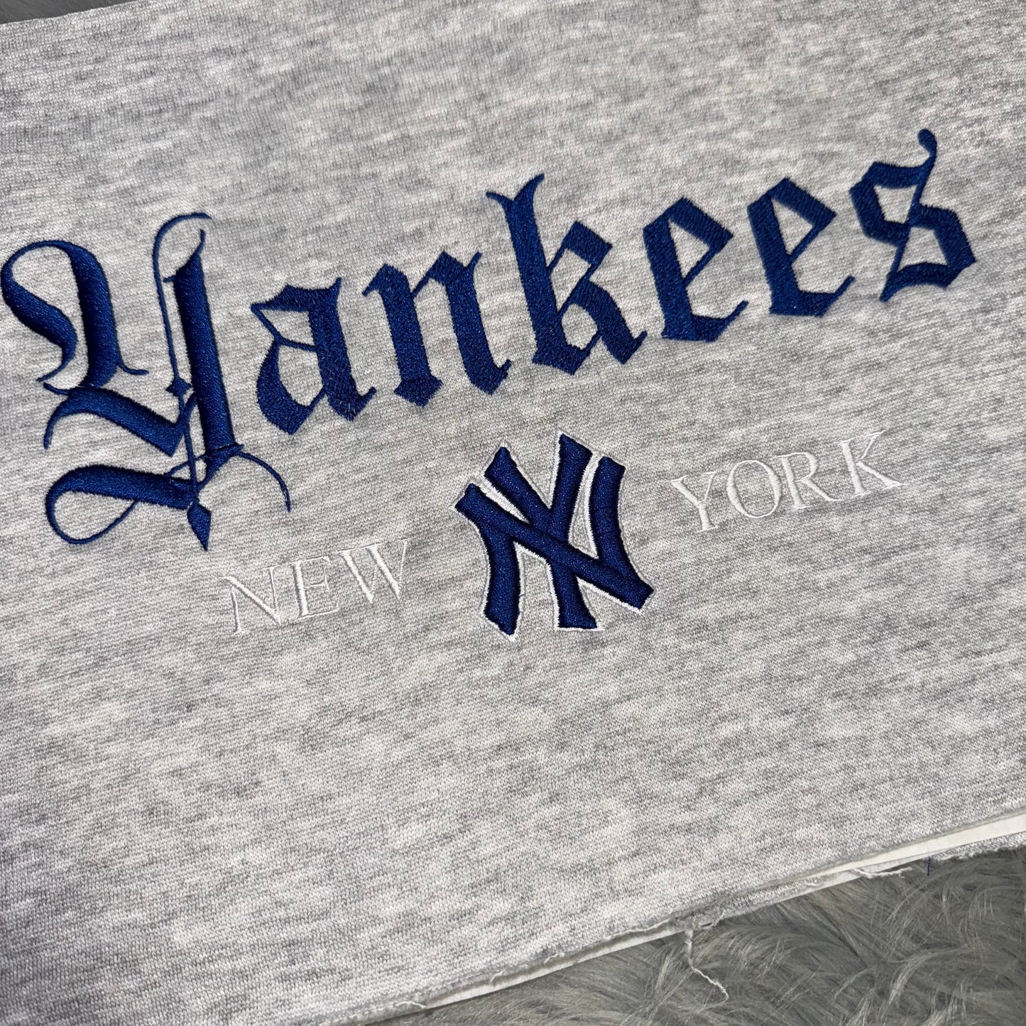 Yankees 3D Baseball Embroidered Chest and Hood Baseball Season New York Fan Embroidered Hoodie