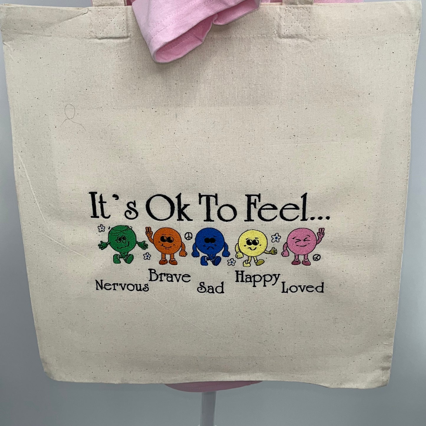 Mental Health, Awareness, It’s Ok, Embroidered Tote!