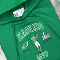 MVP Jalen Hurts Football Season  Kelly Green Philadelphia Eagles Embroidered Hood and Chest Hoodie