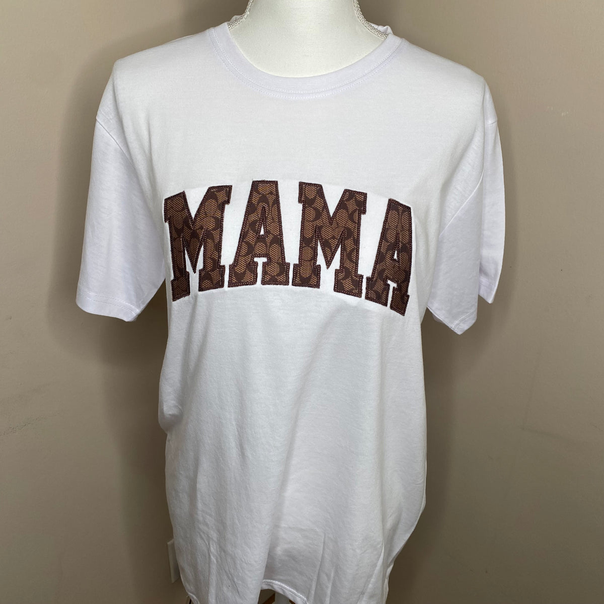 Mother’s Day MAMA, Embroidered, Custom T-Shirt, Brown