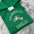 Fly Saquon Fly Football Season  Kelly Green Philadelphia Eagles Embroidered Hood and Chest Hoodie