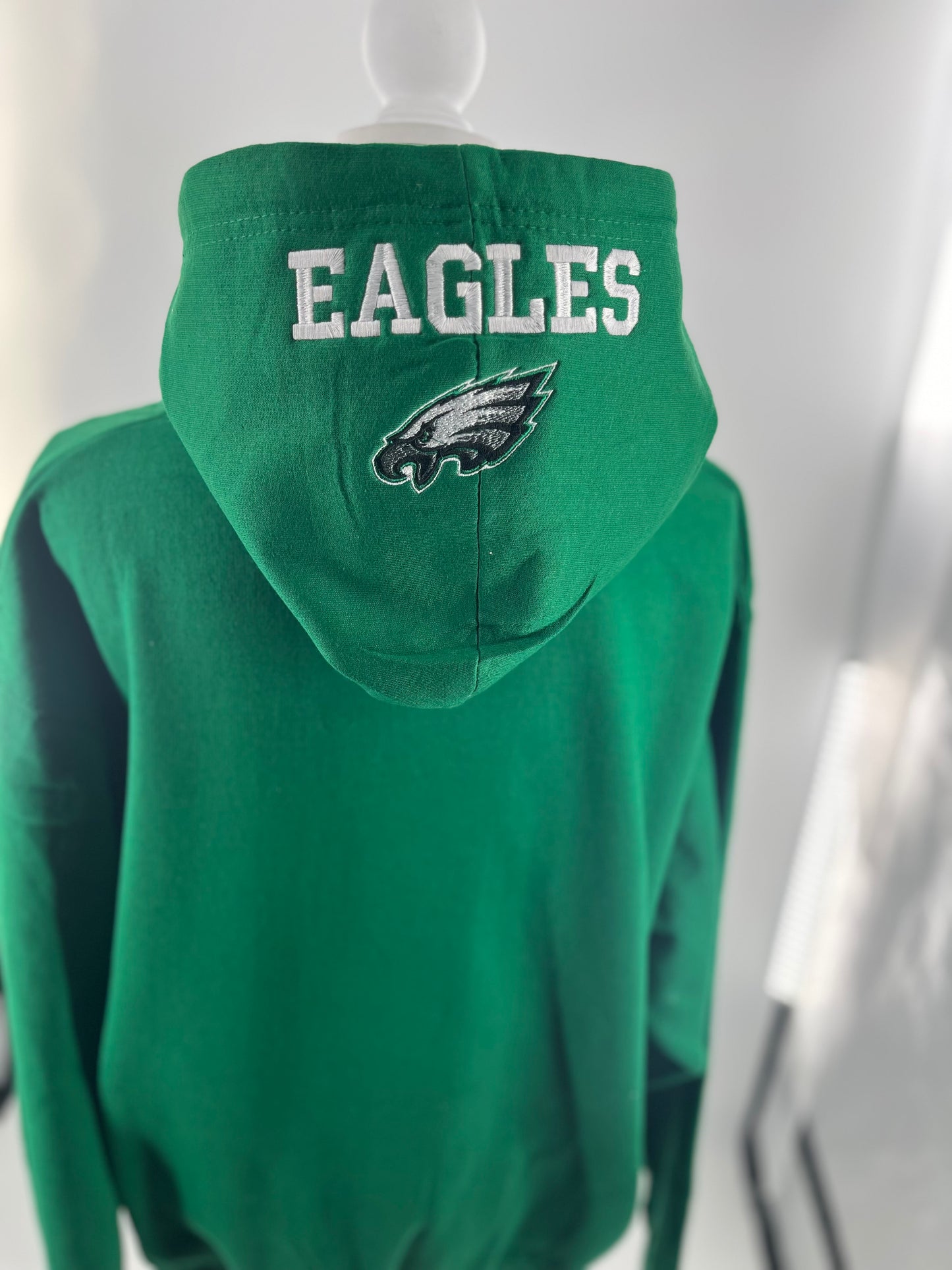 Football Season KellyGreen Philadelphia Eagles Embroidered Hood and Chest Hoodie