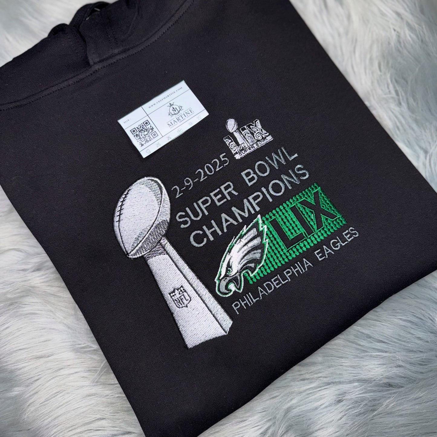 SuperBowl Football Season  Philadelphia Eagles Embroidered Hood and Chest Hoodie