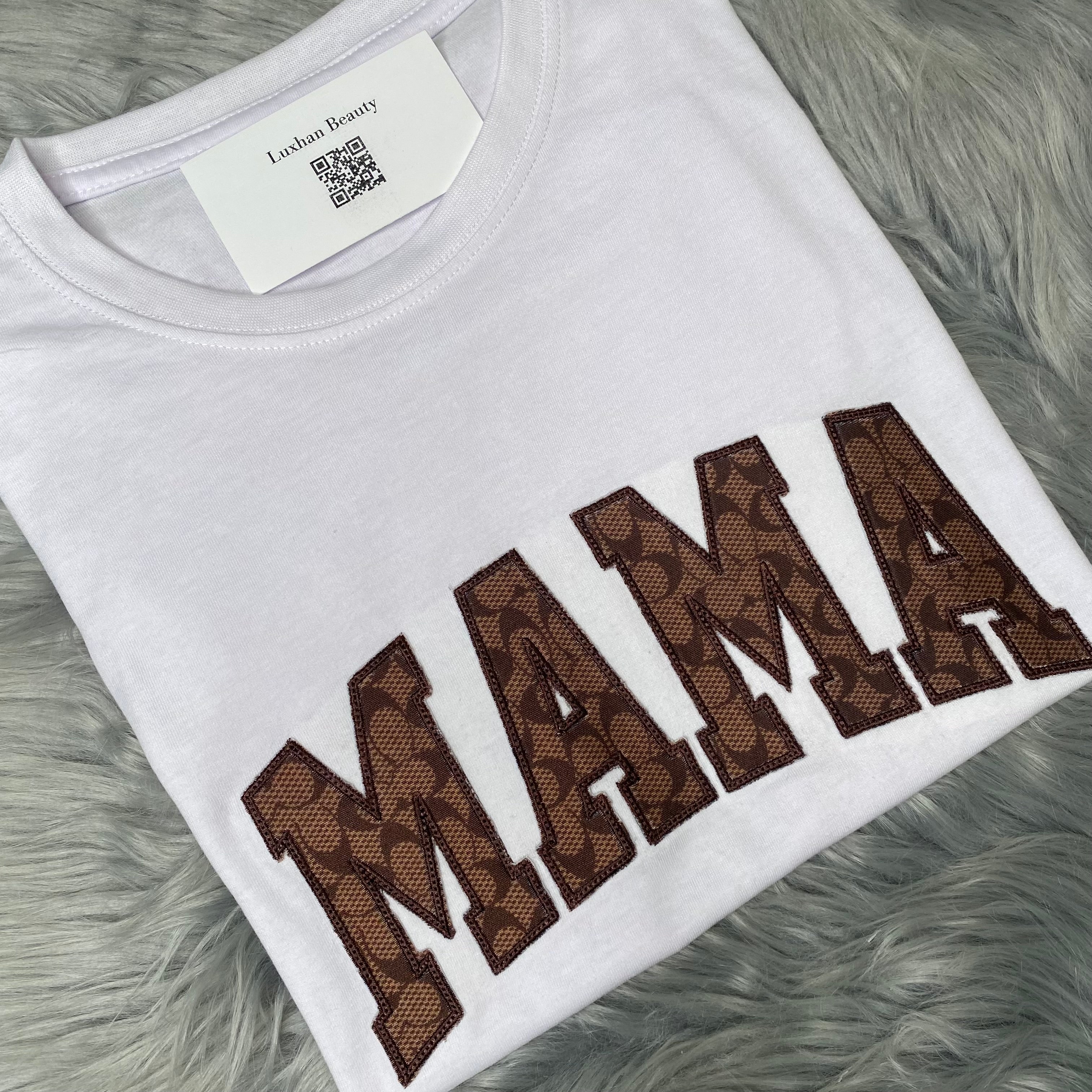 Mother’s Day MAMA, Embroidered, Custom T-Shirt, Brown
