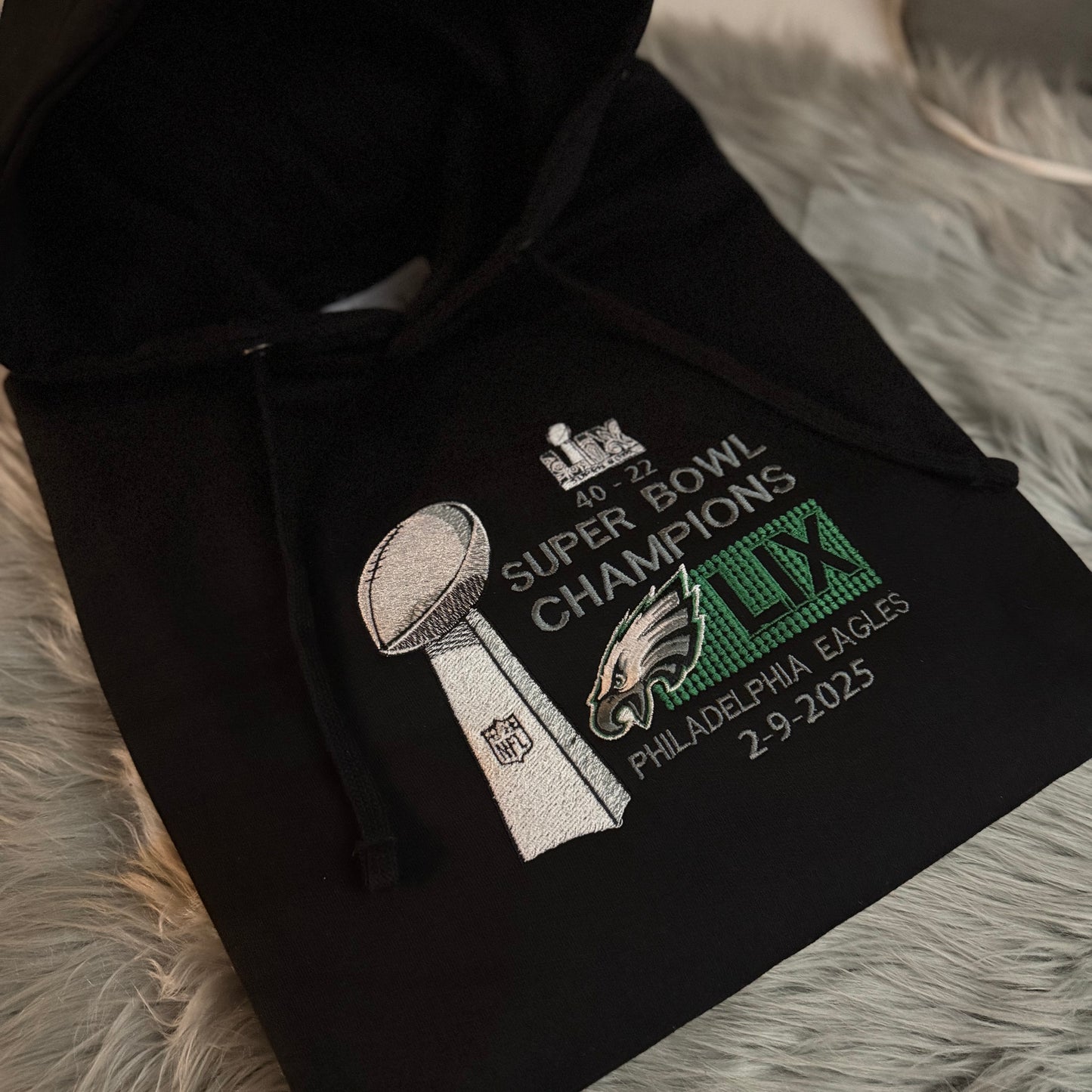 SuperBowl Football Season  Philadelphia Eagles Embroidered Hood and Chest Hoodie