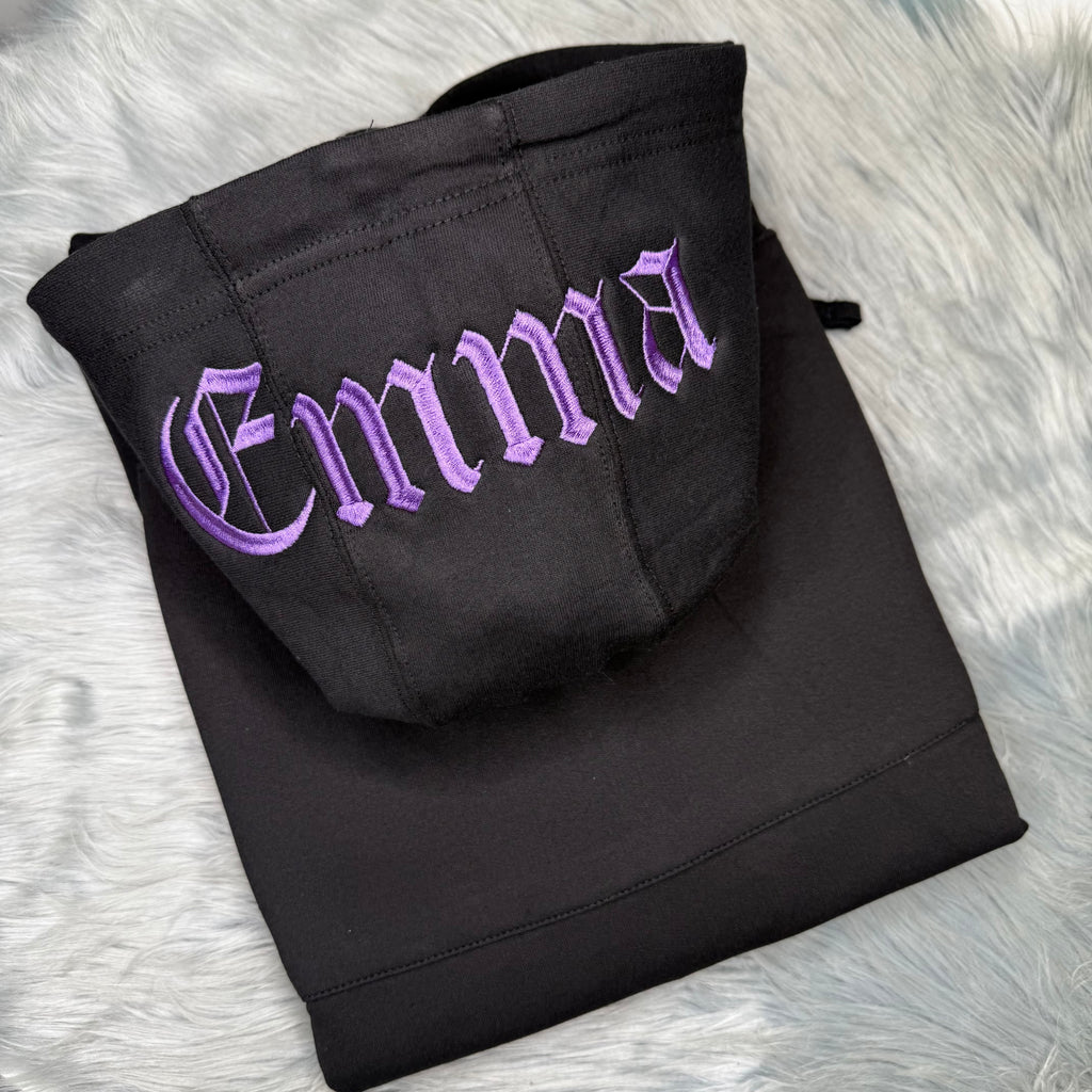 Personalized Embroidered Hood, Hoodie, Custom Hoodie English Letters
