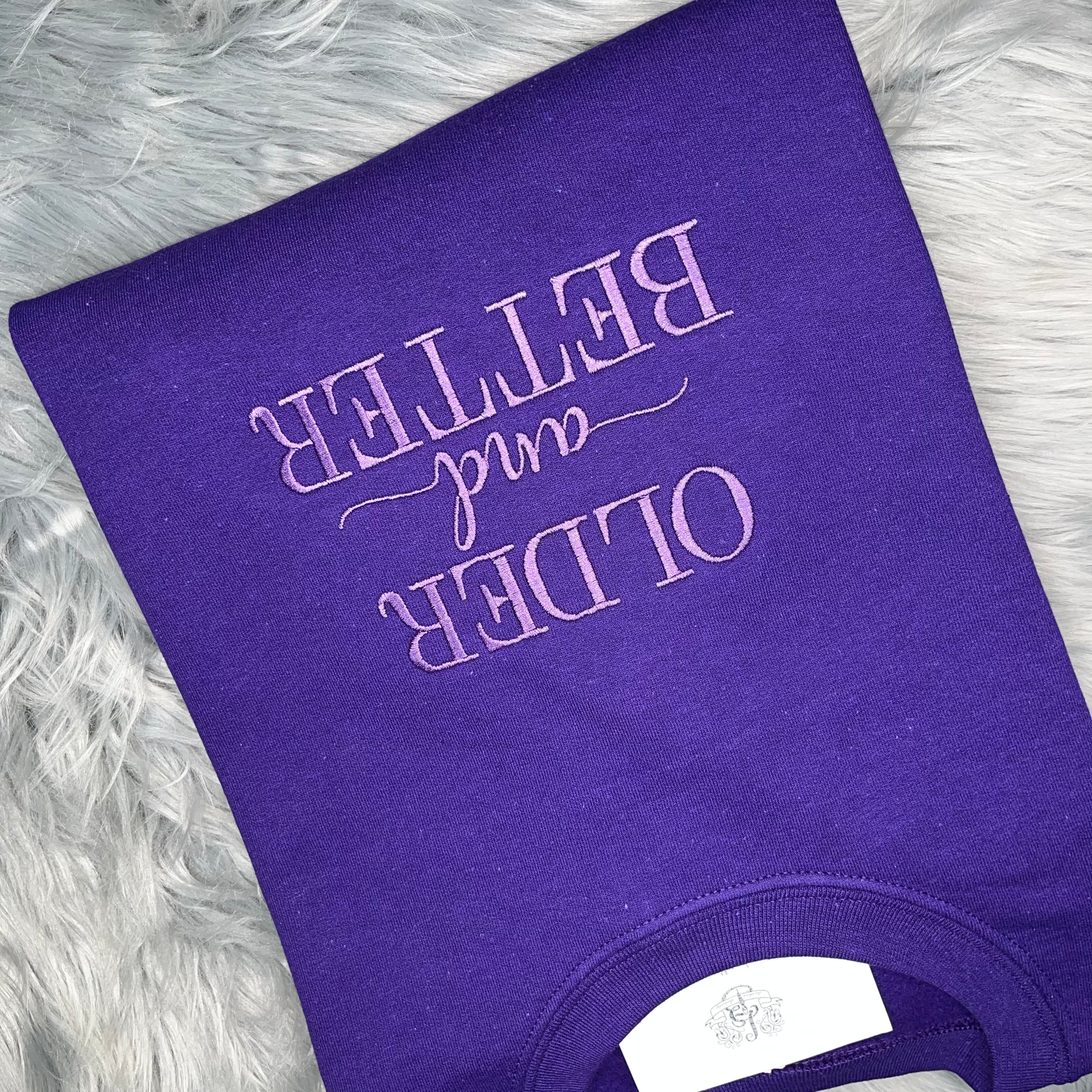 Valentine's Day, The Color Purple "Older and Better" Embroidered CrewNeck Sweatshirt