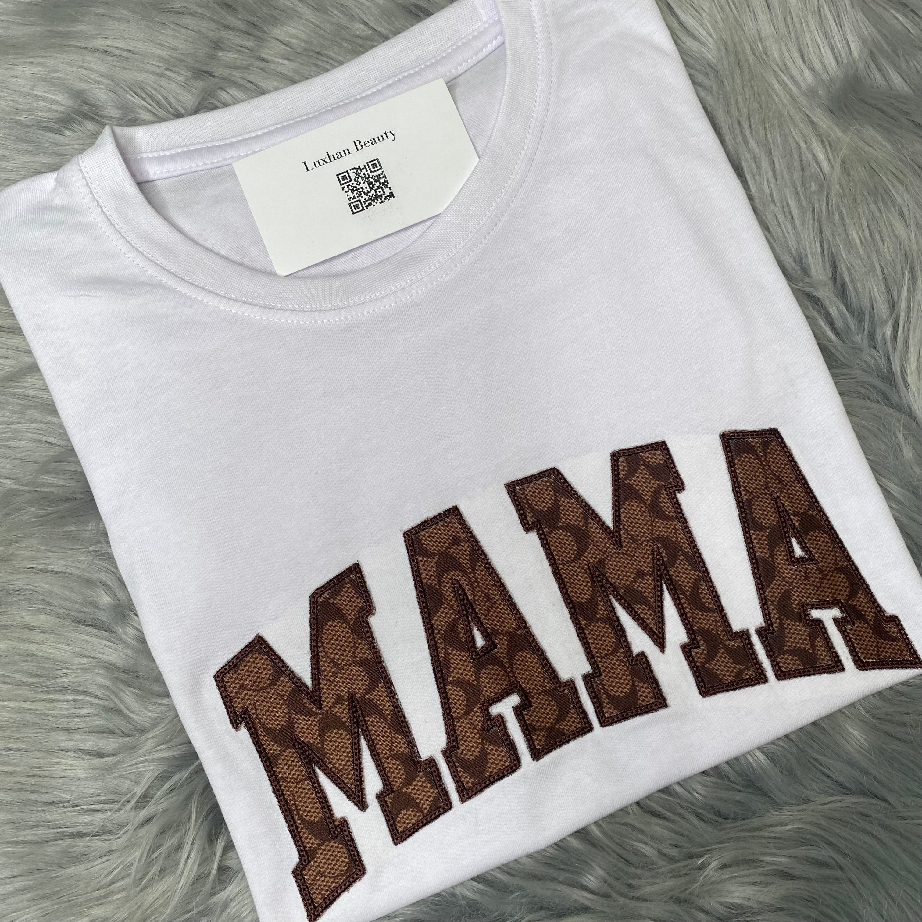 Mother’s Day MAMA, Embroidered, Custom T-Shirt, Brown