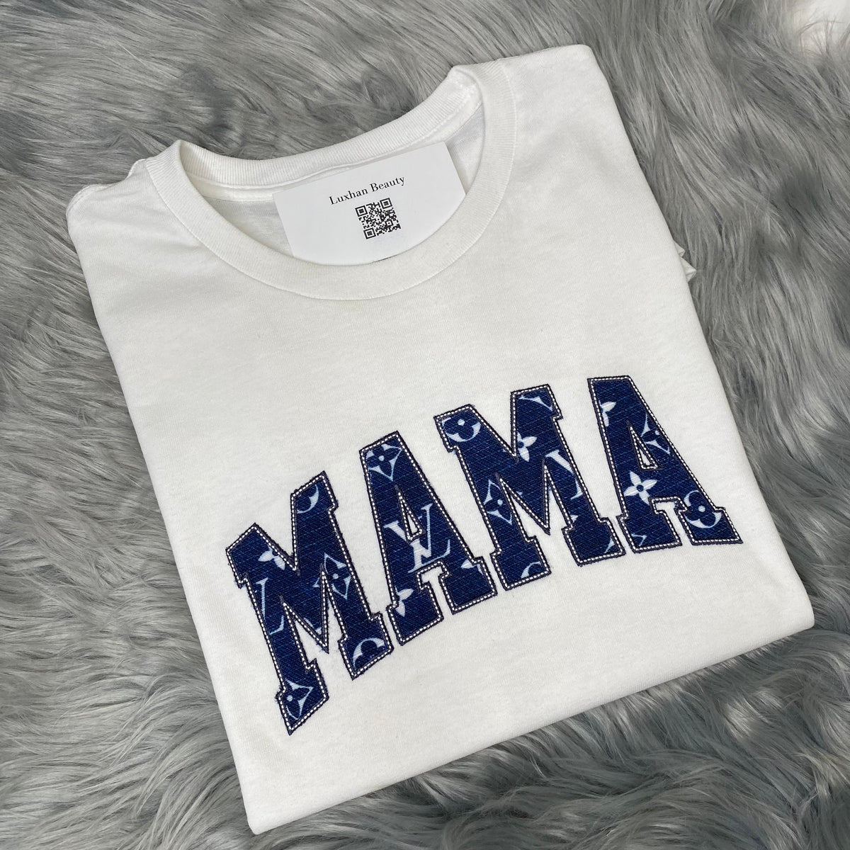 Mother’s Day MAMA, Embroidered, Custom T-Shirt, Blue