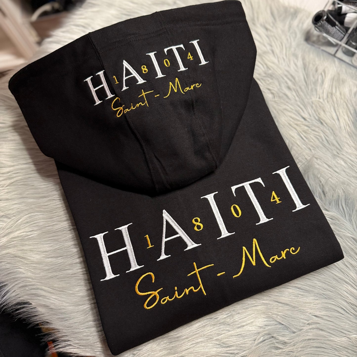 Haiti, Lakay Se Lakay, Hometown pride, personalized embroidered Zipper Hoodie / C'est Martine