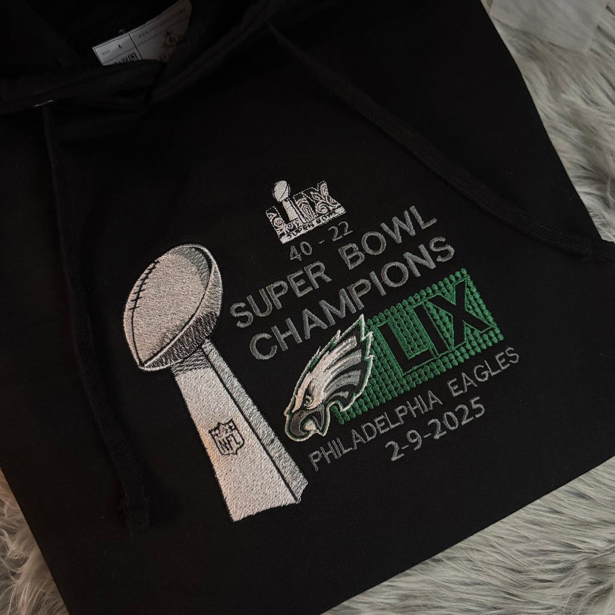 SuperBowl Football Season  Philadelphia Eagles Embroidered Hood and Chest Hoodie