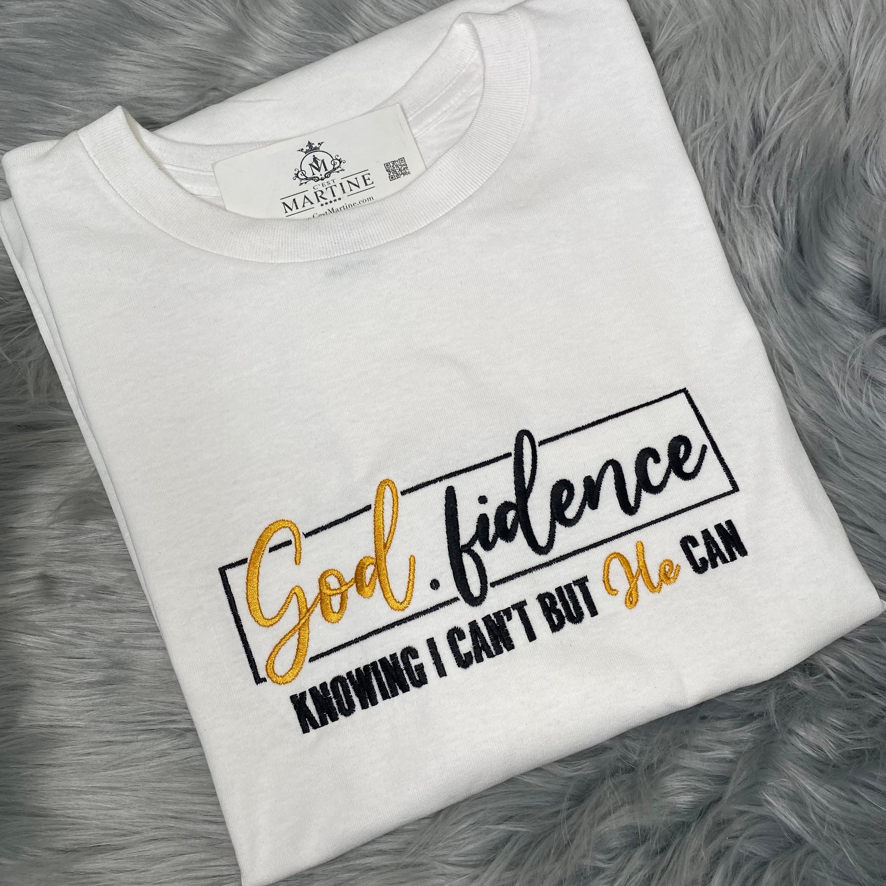 God.Fidence, Religious, Christian, Embroidered, Custom T-Shirt, Church Going