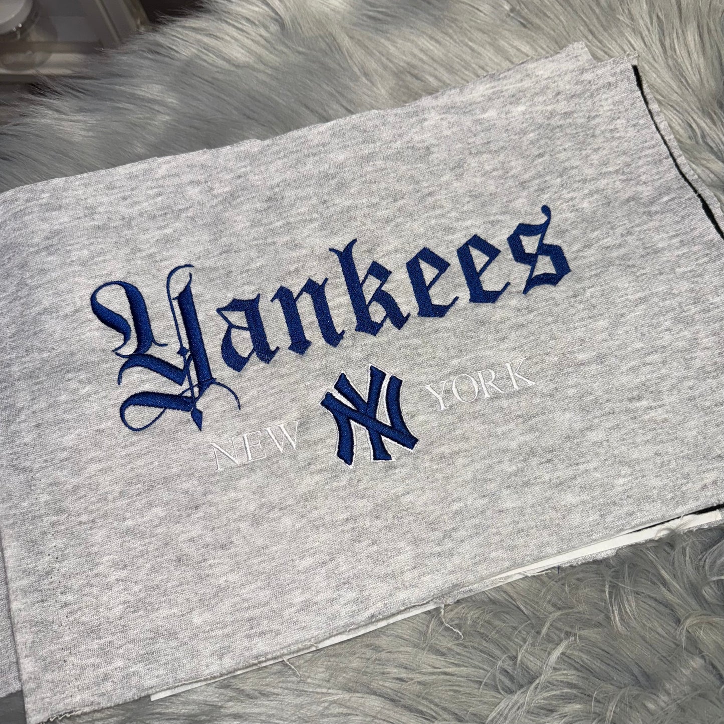 Yankees 3D Baseball Embroidered Chest and Hood Baseball Season New York Fan Embroidered Hoodie