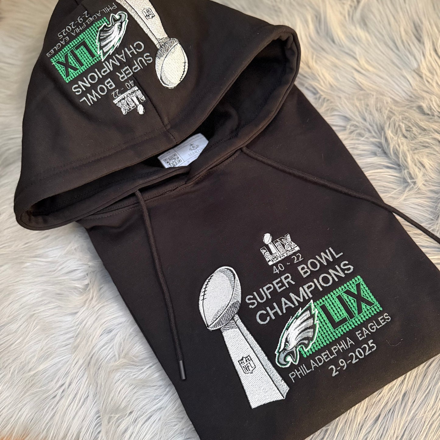 SuperBowl Football Season  Philadelphia Eagles Embroidered Hood and Chest Hoodie